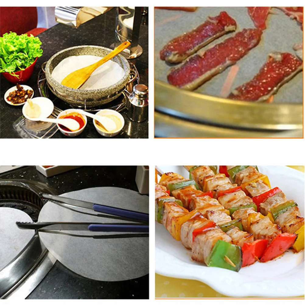 

50pcs Barbecue Paper Non Stick Round BBQ Paper Kitchen Baking Paper Liners Supplies for Home Restaurant Daily Use (White,