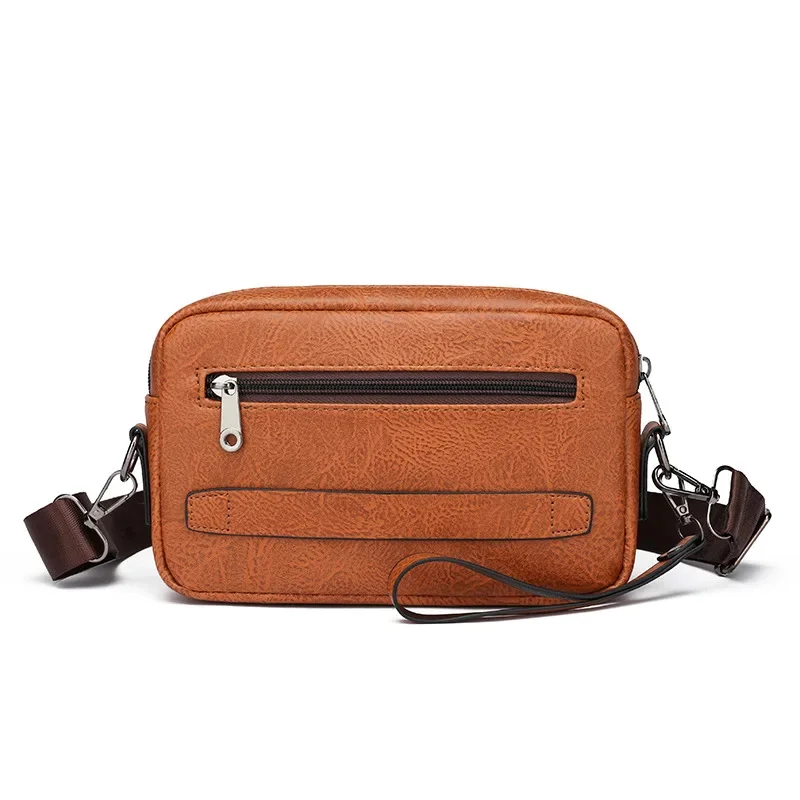 Bolso cruzado multifunción de cuero Vintage para hombre, bandolera informal de gran capacidad