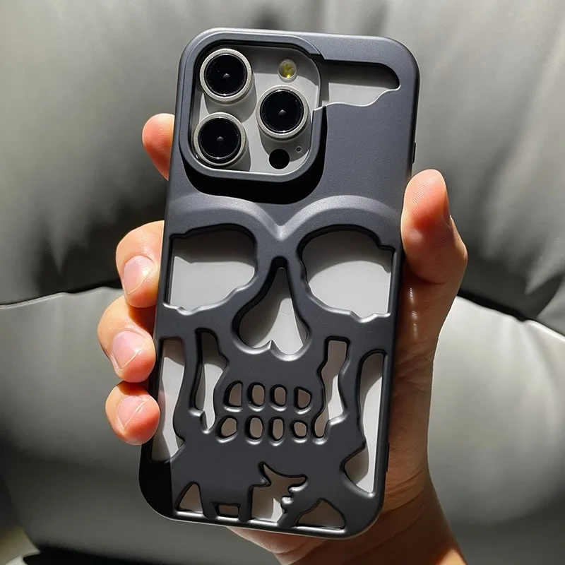 Coole Hohlraum-Wärmeableitungs-Handyhülle mit Totenkopf-Ghostface-Plattierung für iPhone 18 17 16 Pro Max 15 14 13, modische, schlanke Hülle – Detail 2