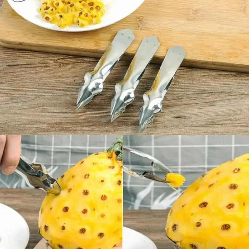 1Pc Pineapple Eye Peeler Stainless Steel Cutter Practical Seed Remover Clip Home Kitchen Gadgets Home Pineapple Slicer Clips