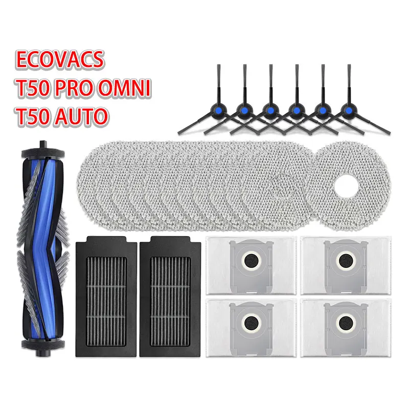 ECOVACS T50 PRO OMNI / T50 AUTO / DDX67 accessoires pour aspirateur Robot brosse latérale principale filtre Hepa vadrouille tissu sac à poussière pièces