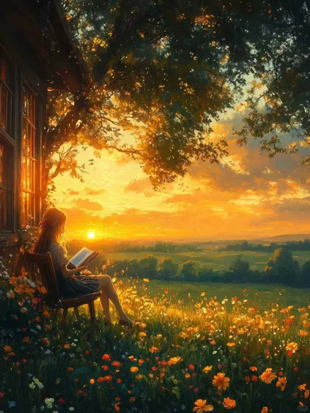 1000PCS Sunset Reading Girl Jigsaw Puzzle,Girl with Book in Wildflower Field Educational Games Colorful Puzzles Gifts Home Decor