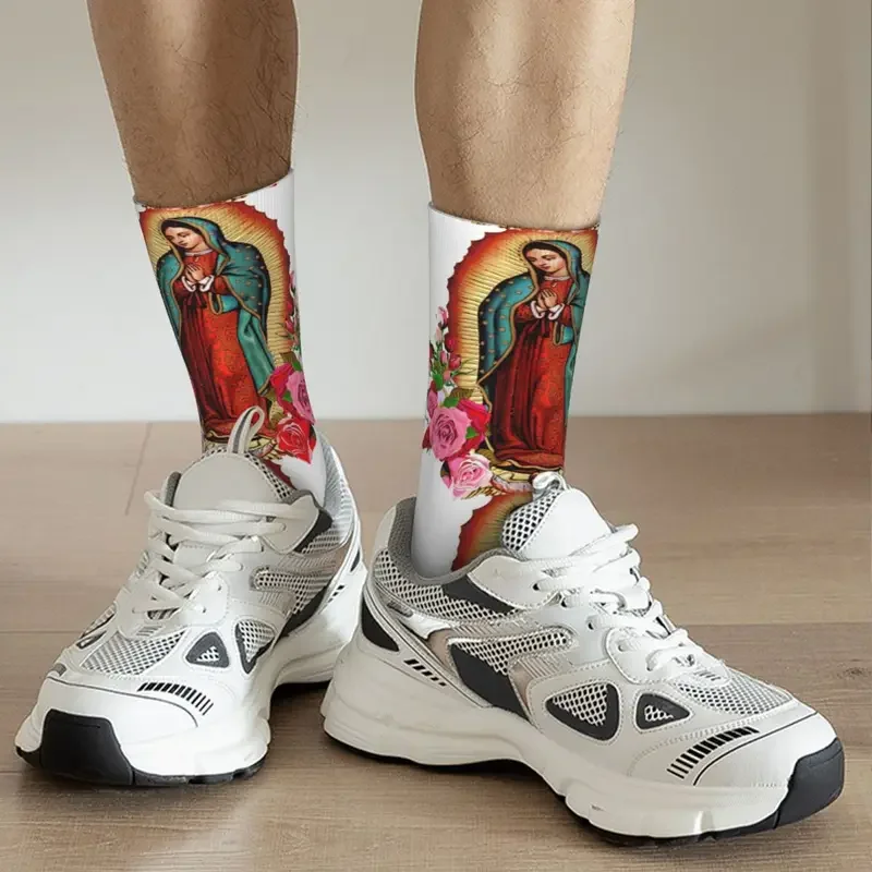 Autumn Winter Hip-hop Women Men Our Lady Of Guadalupe Virgin Mary Socks Breathable Sports Socks