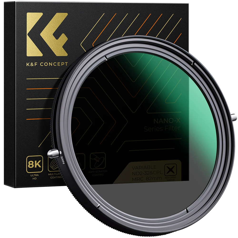 K&F Concept ND2-ND32 2 in 1 Variable ND CPL Filter Camera Lenses Adjustable Circular Polarizing Filter 49mm 62mm 67mm 77mm 95mm