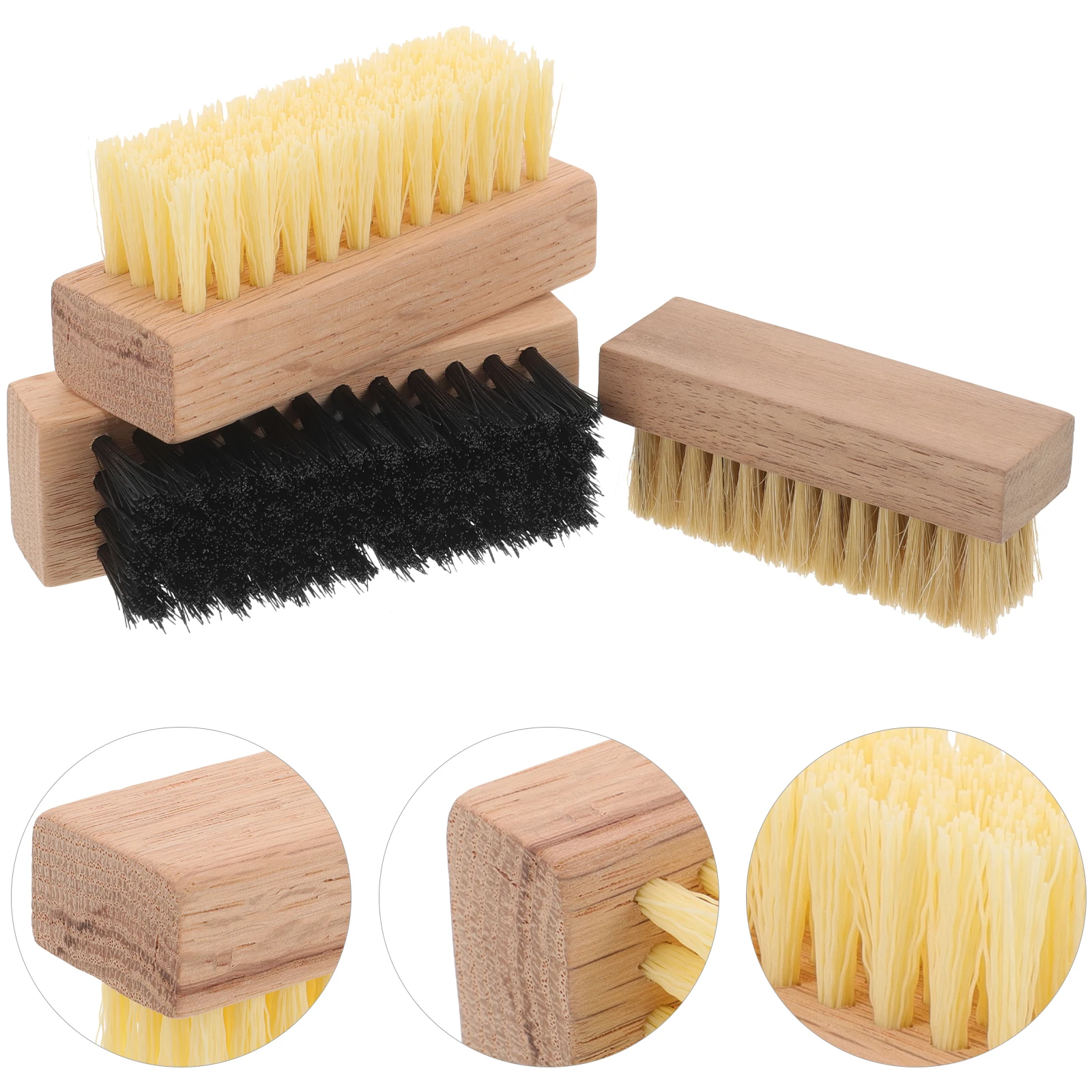 

3 pcs Wooden Shoe Brush Soft Bristles Cleaner for Sports Shoes PPDust Home Travel Walnut Wood Ergonomic Handle