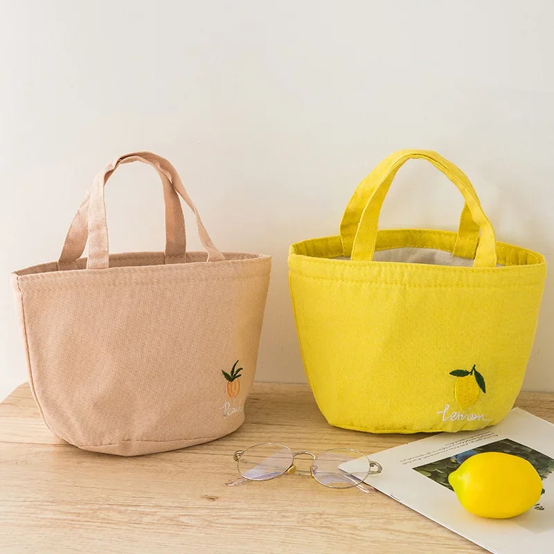 Fashion Lunch Bags Drawstring Picnic Tote Portable Insulation Lunch Box Small Handbag Drink Cooler Bag Cute Food Storage Bags