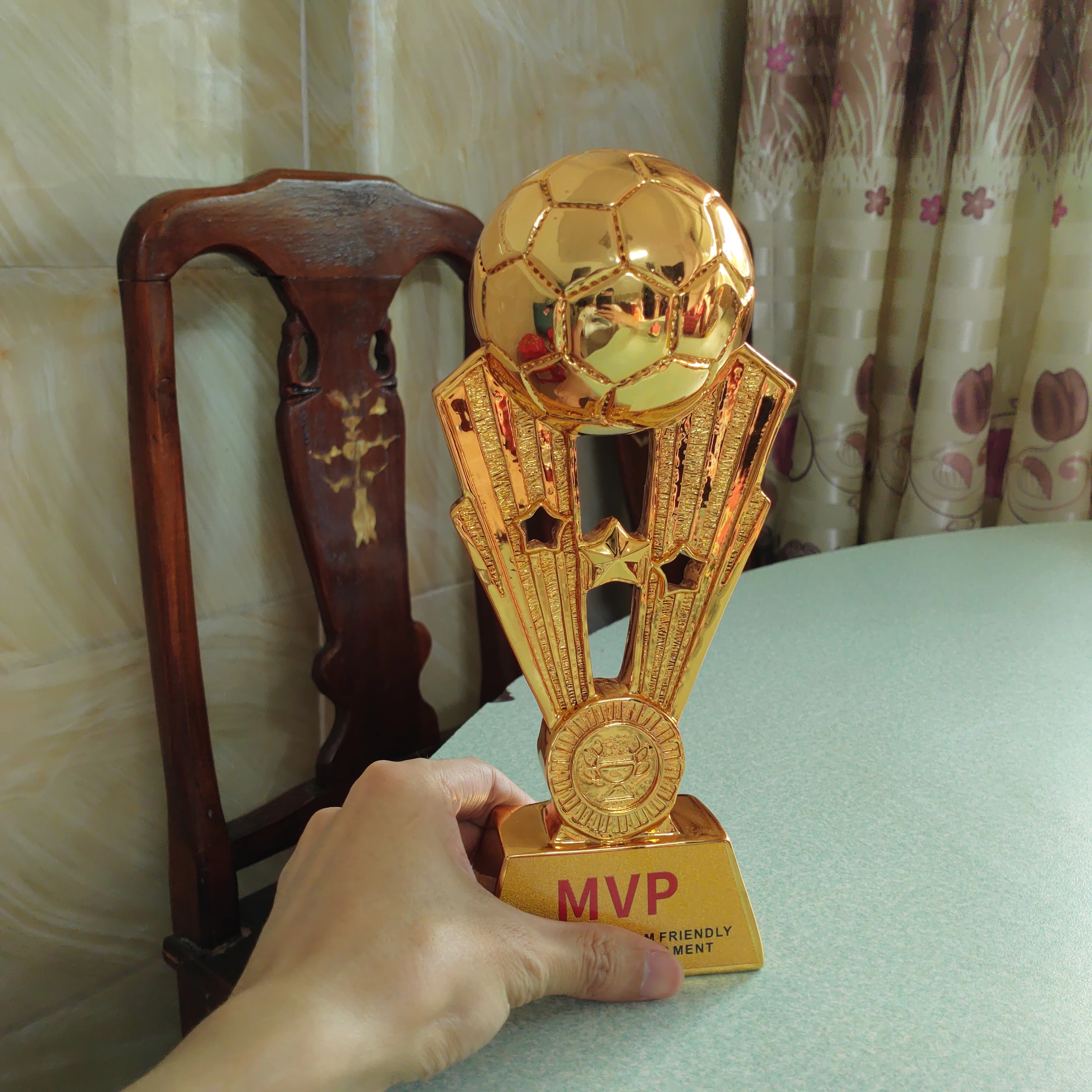 Football championship Trophy decoration Atmospheric new resin gold-plated trophy (gold, silver and copper)