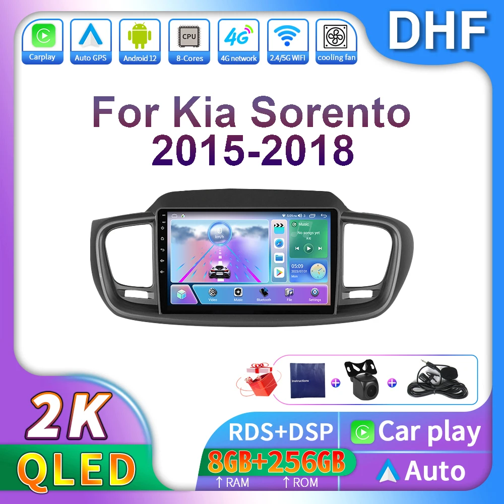 

DHF Android 13 Auto CarPlay For Kia Sorento 3 2015 2016 2017 2018 Car Radio 2 Din Navigation GPS Stereo Video Multimedia Player