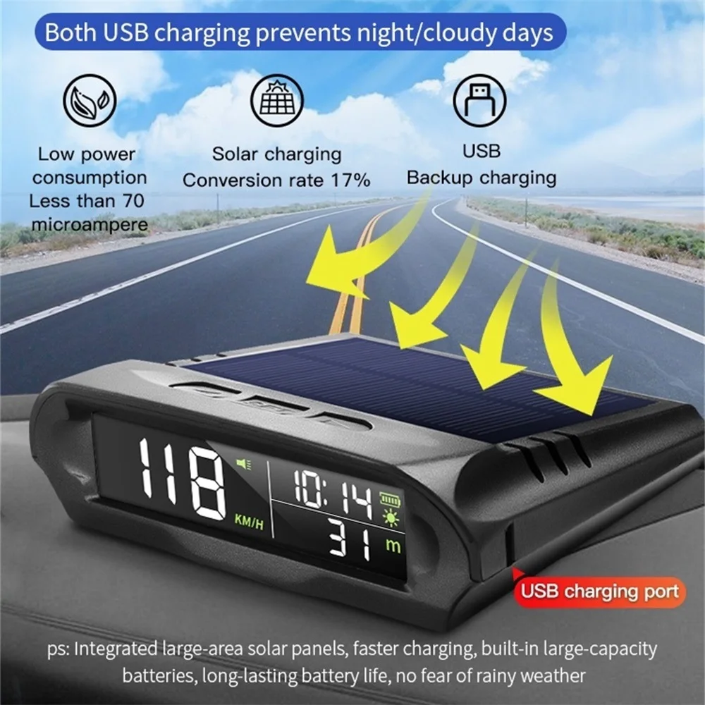 

JGE X98 USB Connect Speed Alarm Solar Charging Equipment Temperature Display Altitude HD mini display