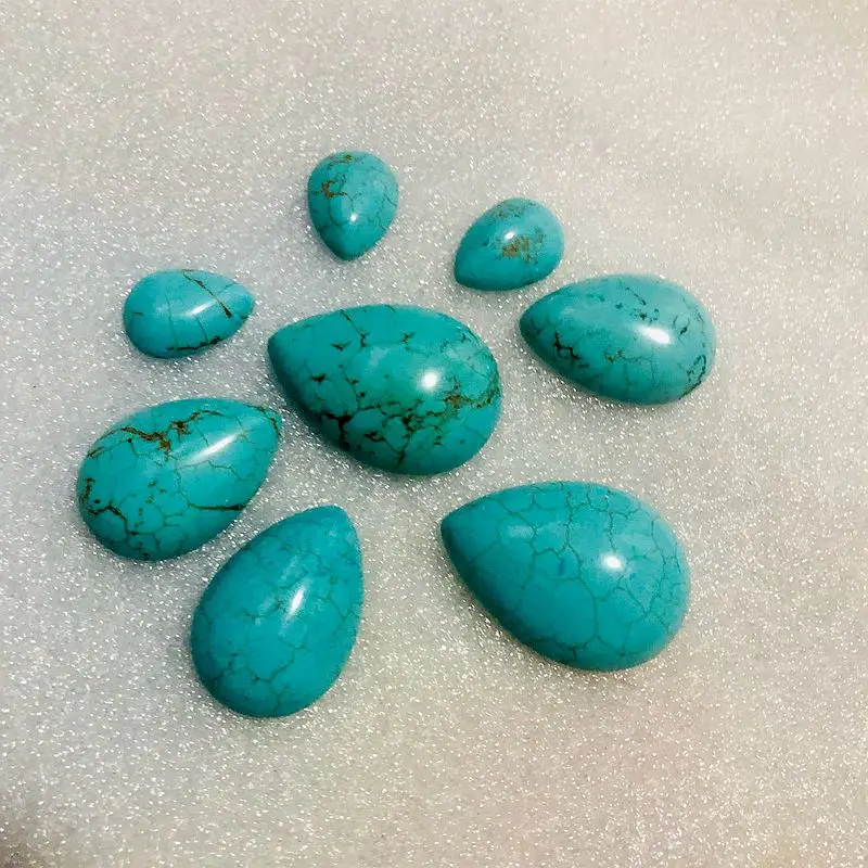 Wholesale 5pcs/pack Natural Magnesite Turquoise Bead Cabochon 12x16mm 18x25mm 22x30mm Pear Drop Gemstone Jewelry Pendant