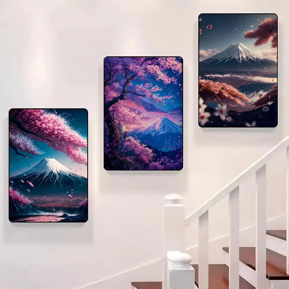 

Japan Mount Fuji Sakura Poster Sticky Wall Waterproof Home Living Room Bedroom Bar Aesthetic Decoration Perfect Gift