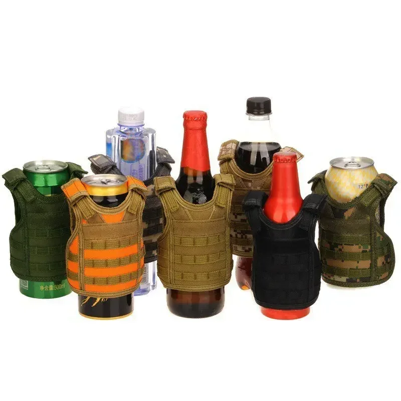 Tactical Beer Bottle Vest Cover Military Mini Miniature Molle Vest  Bottle Drink Clothes Adjustable Anti-slip Vest for Camping