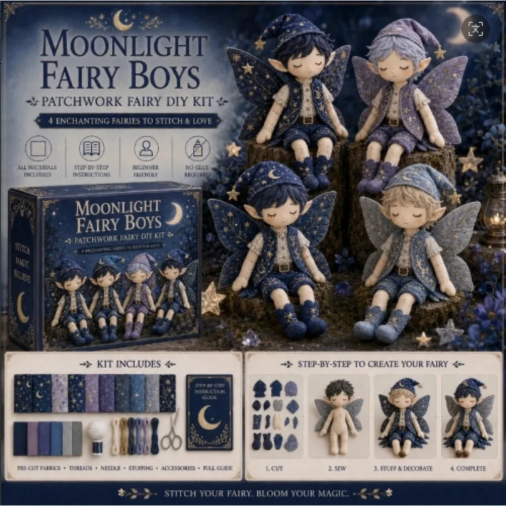 Pre-cut Fabric Flower Fairy Handmade Patchwork DIY Kit with Guidance Beginner-friendly Fairy Elf Patchwork Sewing Set Handmade