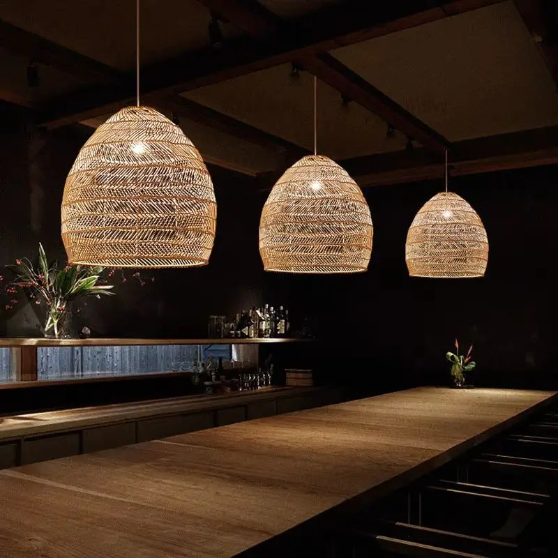 

Pastoral Wicker Pendant Light Japan Style Rattan Suspension Lamp Cafe Bar Study Tea Homestay Tatami Hanging Ceiling Chandelier