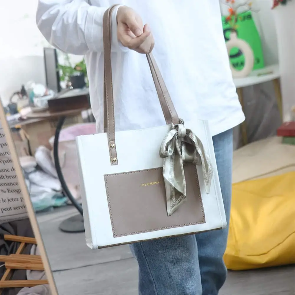 

Portable French Leather Tote Bag Gentle Casual Shoulder Bag Leisure Commuting Women Handbag Girls