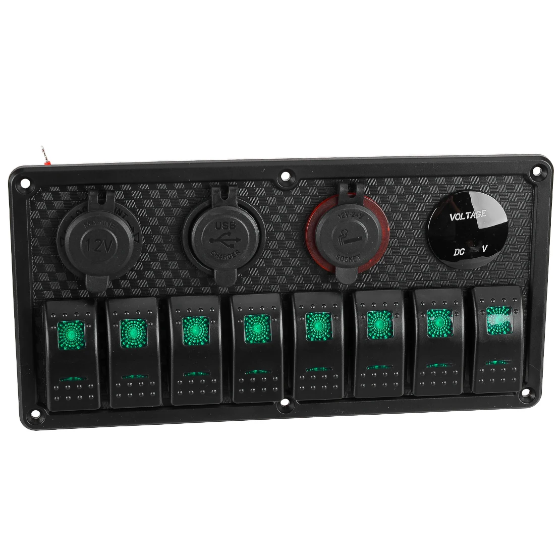 

Universal 8 Gang Green LED Car Marine Boat SUV RV Truck Toggle Rocker Switch Panel Circuit Breaker