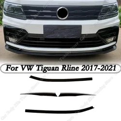 For VW Tiguan MK2 Rline 2017 2018 2019 2020 2021 Gloss Black Front Bumper Mesh Center Grille Grill Moulding Strip Car Accessorie