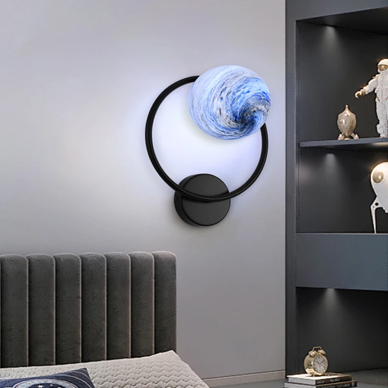 Modern Galaxy Bedside Wall Light Simple Bedroom Creative Corridor Living Room Background Planet Lamp