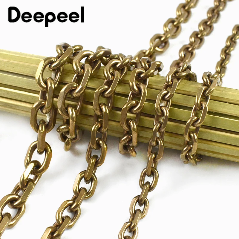 

50/100cm Solid Brass Metal Chain Pants Garment Bag Strap Connector Wallet Pocket Keychain Decor Chains DIY Hardware Accessories