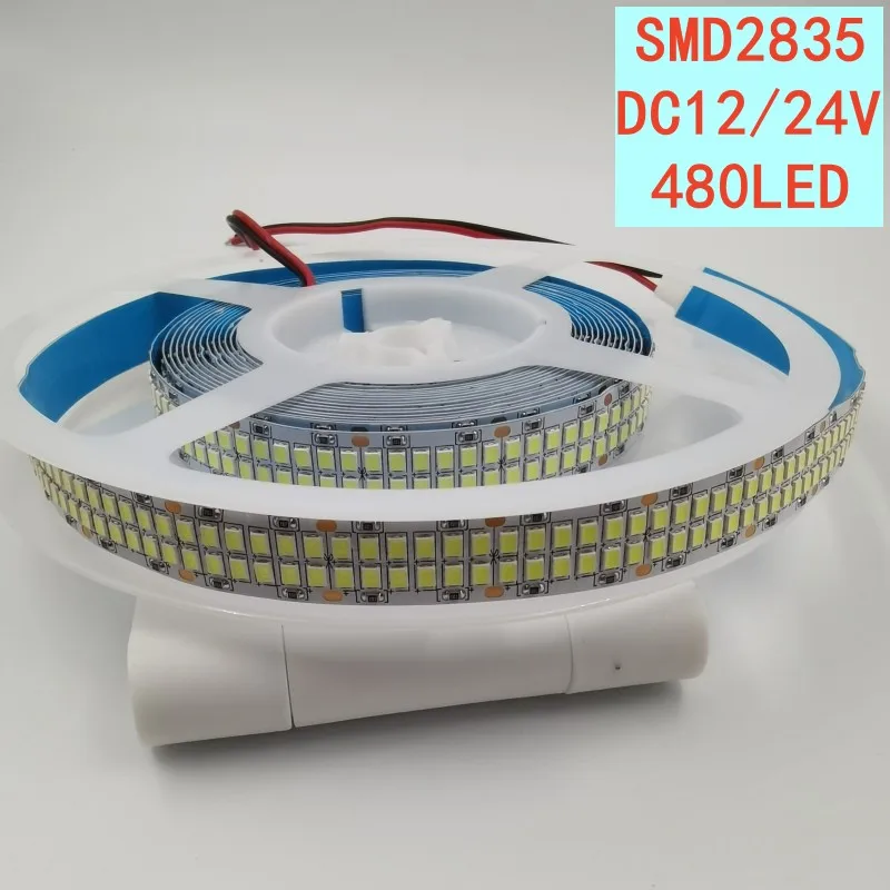 

480leds/M 2835 SMD Double Row Led Strip 12V 24V 15mm PCB Warm White / White High Bright Flexible Tape Lighting No Waterproof 5M