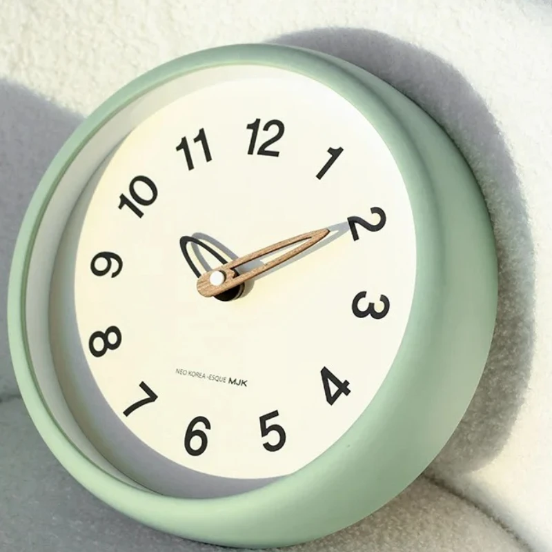 Modern Minimalist Silent Wall Clock for Living Room Bedroom Cream Style Decorative Round Hour Clock No Drilling Required