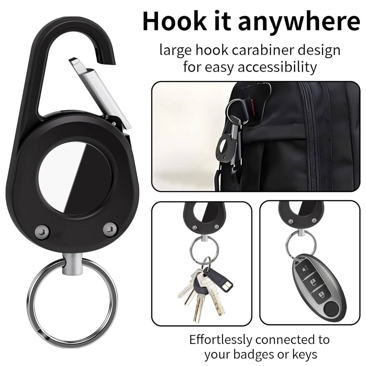 Anti-Lost Locator Case For AirTag Hardness Holder with Carabiner Anti-Scratch Shell  Keychain Ring for Apple Airtags Accessories