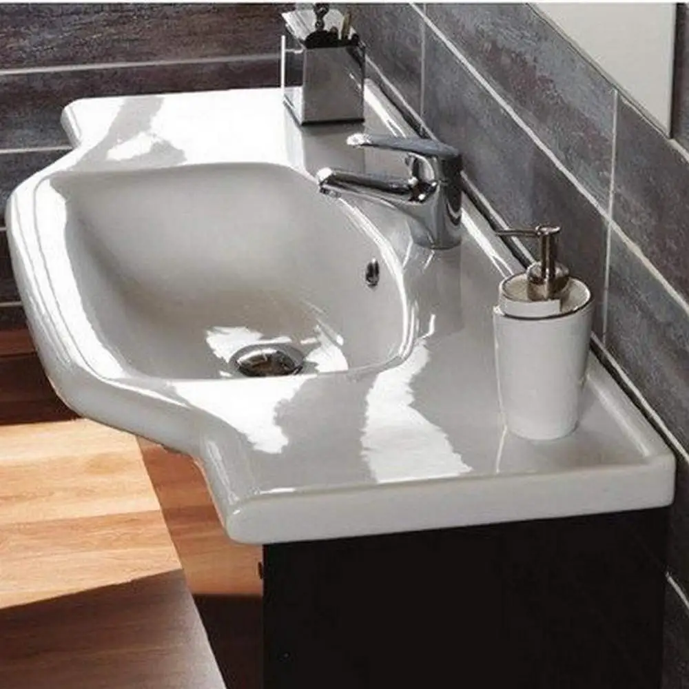 Rectangular White Ceramic Bathroom Sink with Overflow and ADA Compliance