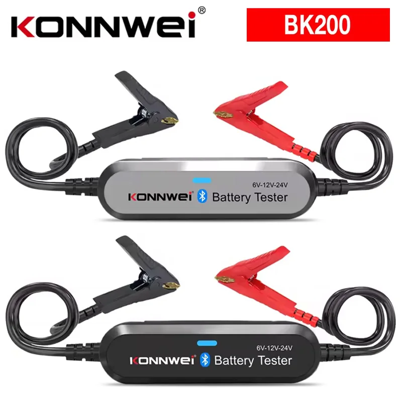 

Тестер аккумуляторов KONNWEI BK200 для автомобилей, мотоциклов и грузовиков, Bluetooth 5.0, 2000 CCA, инструмент для проверки заряда и запуска, анализатор аккумуляторов 6В, 12В, 24В