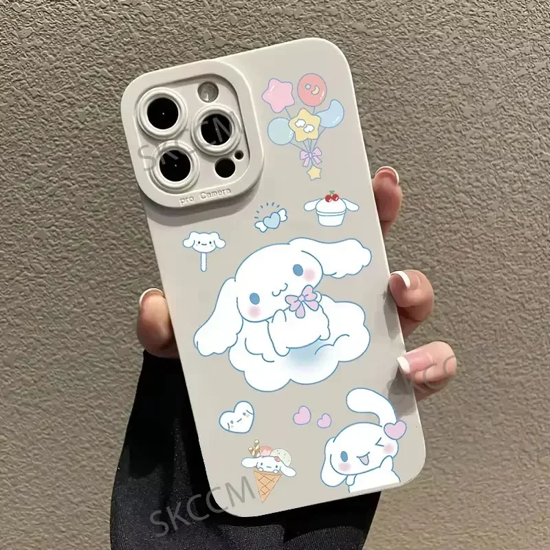 Hot Cute Cartoon Cinnamoroll Melody Phone Case For iPhone 16 15 14 13 11 12 Pro Max XS XR X 7 8 16 Plus SE Personality Soft Case