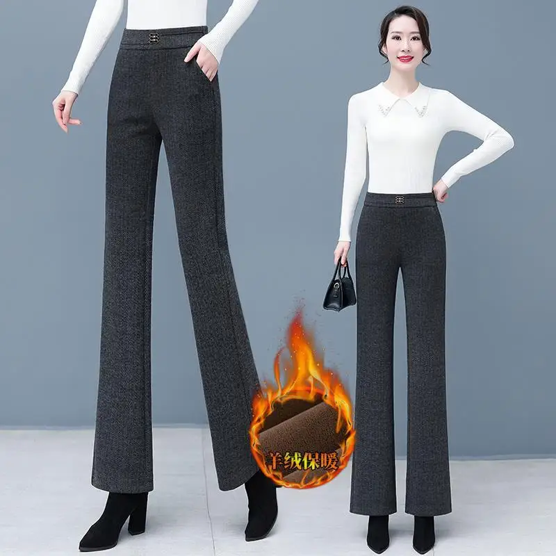 

Pants Women's Pants Cashmere Woolen Pants Fleece-lined Bootcut Trousers