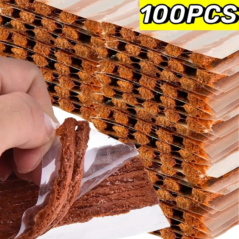 100PCS Car Motorcycle Tire Repair Strips Tubeless Seal Strip Tyre Puncture Rubber Strip Plug Car Bike Tire Repair Accessories