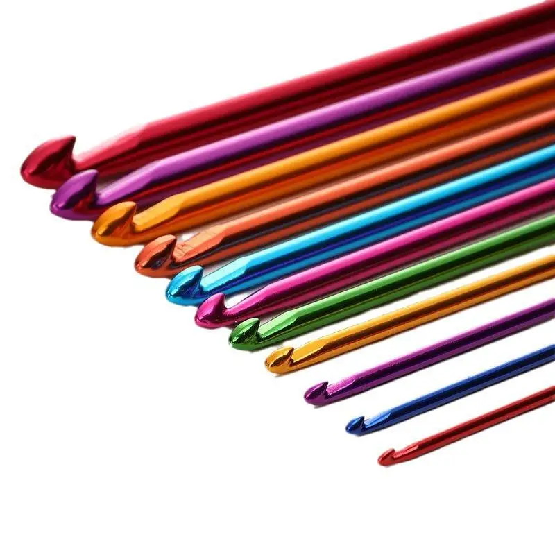 Farbig Eloxiertes Aluminium Afghanisches Häkelnadel-Set 27cm Mehrgrößen-Strickwerkzeuge mit Aufbewahrungstasche für Handgemachtes DIY-Weberhandwerk – Detail 5