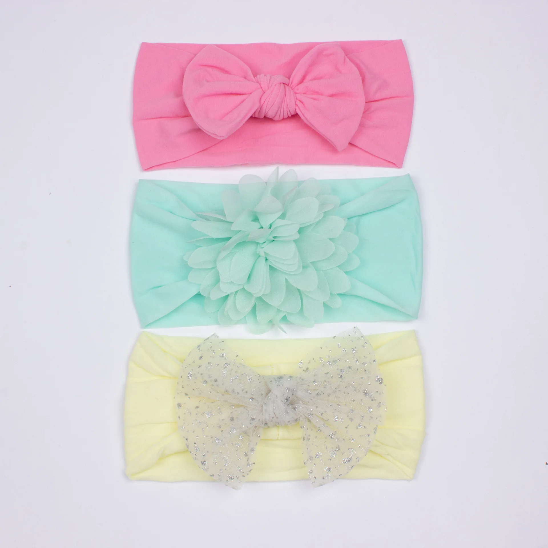 3Pcs Cute Bows Baby Headband Soft Elastic Baby Girl Hair Bands for Newborn Infant Turban Headwear Baby Hair Accessories