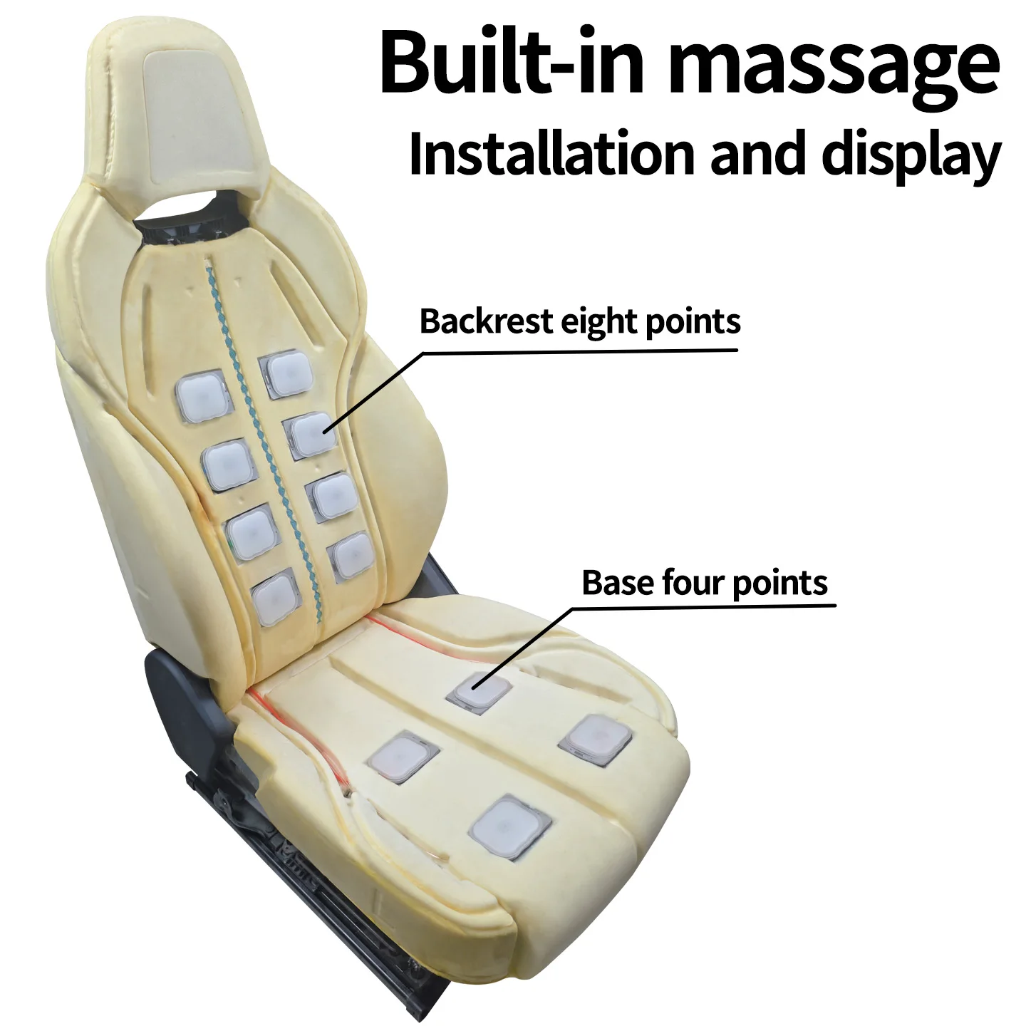 Image 4: Kit de massage pneumatique pour siège de voiture 12 points, 12V, 5 modes, 3 intensités avec interrupteur et câblage, compatible avec 99% des véhicules (berlines, SUV, camions)