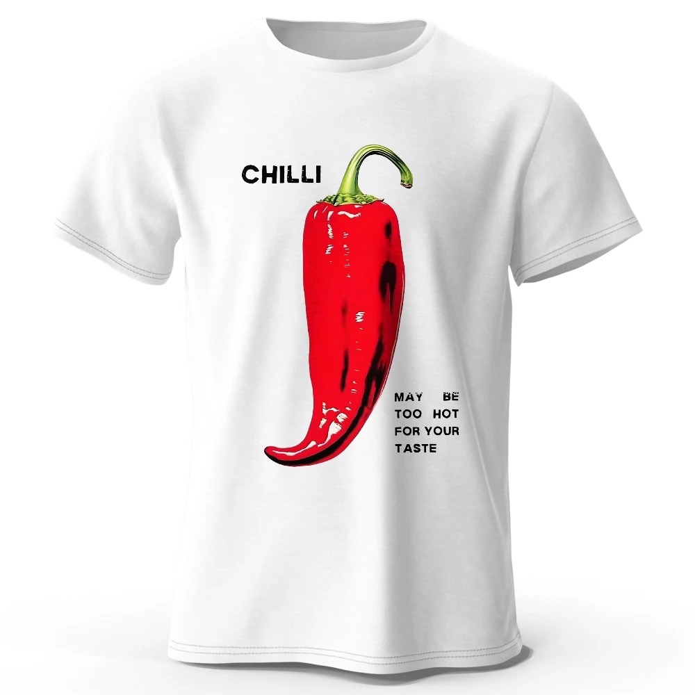 Camiseta picante Chili Pepper 100% algodón Bold Red Hot Graphic Tee para hombres y mujeres Amantes de los alimentos ardientes