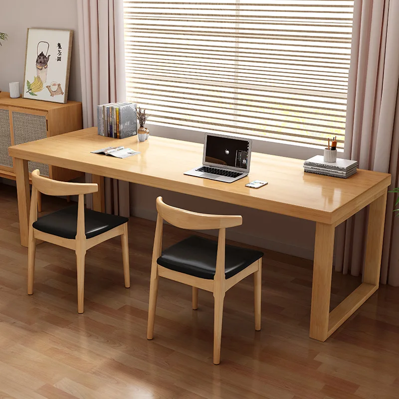 Solid wood double desk, dining table combination, light luxury style, negotiation desk