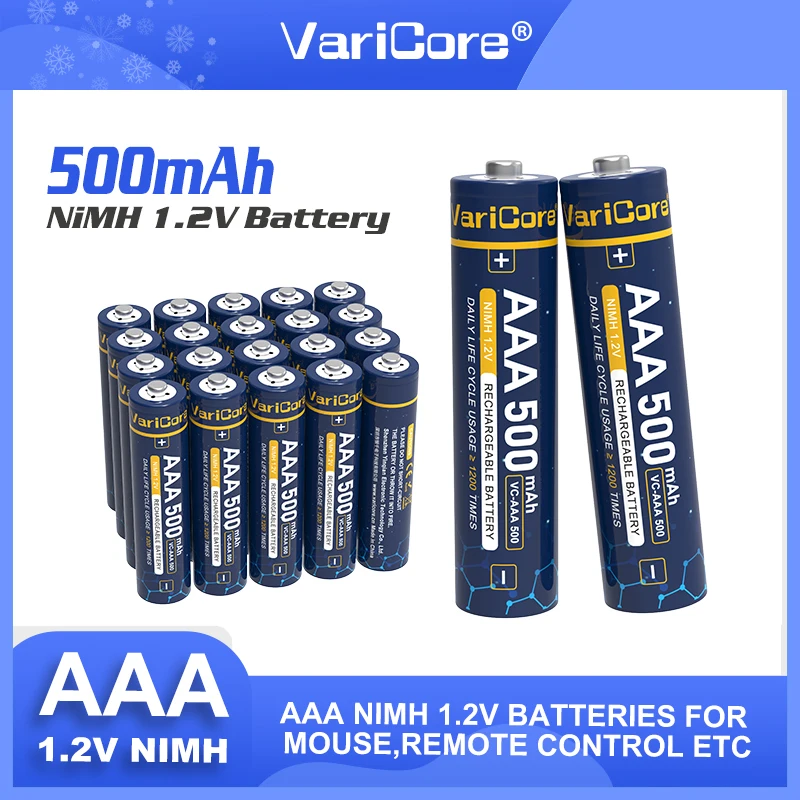 

2-40PCS Varicore Original AAA NiMH 1.2V 500mAh Rechargeable Battery Suitable For Toys, Mice, Electronic Scales, Etc.