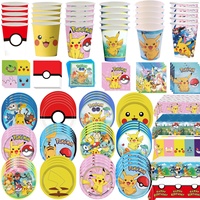 Pokemon Birthday Party decoration Pikachu Tablecloth Cup Plate Napkin Gift Bag Baby Shower Kids favors Gifts For Party Supplies