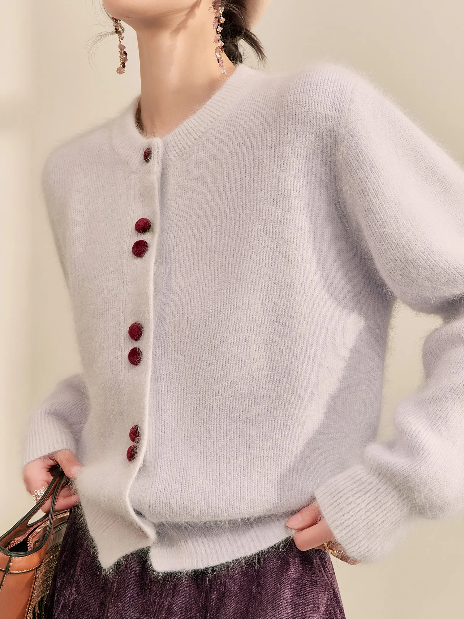 

Мягкий уютный вязаный свитер Уникальный дизайн Нежный эстетичный красивый свободный крой из смеси хлопка Long Sve round Ne