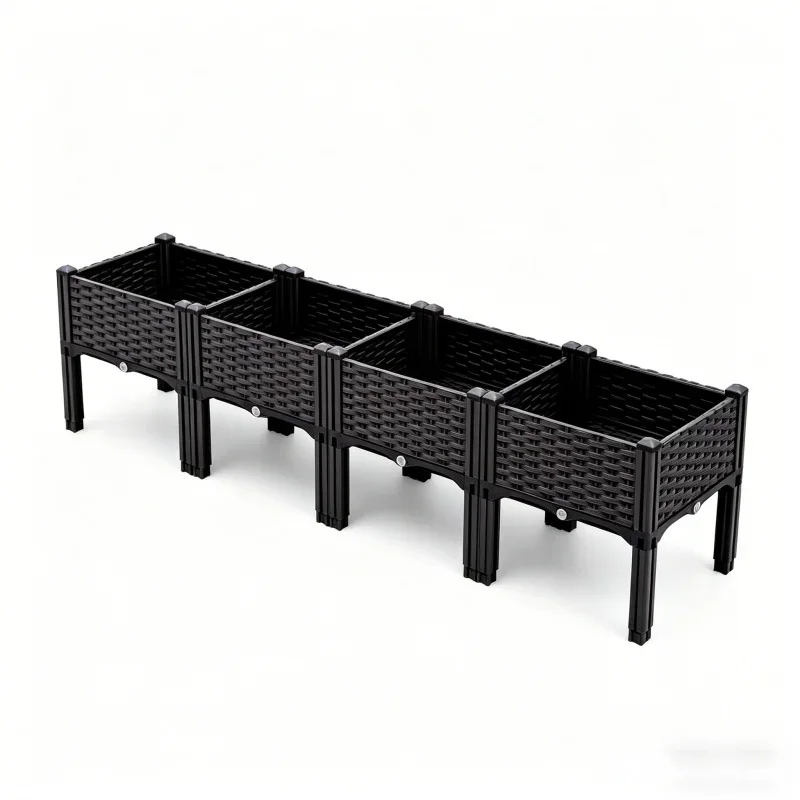 

4-Tier Elevated Raised Garden Bed 160x40x37cm Large Plastic Planter Box for Vegetables And Flowers - Outdoor Indoor Balcony Pat