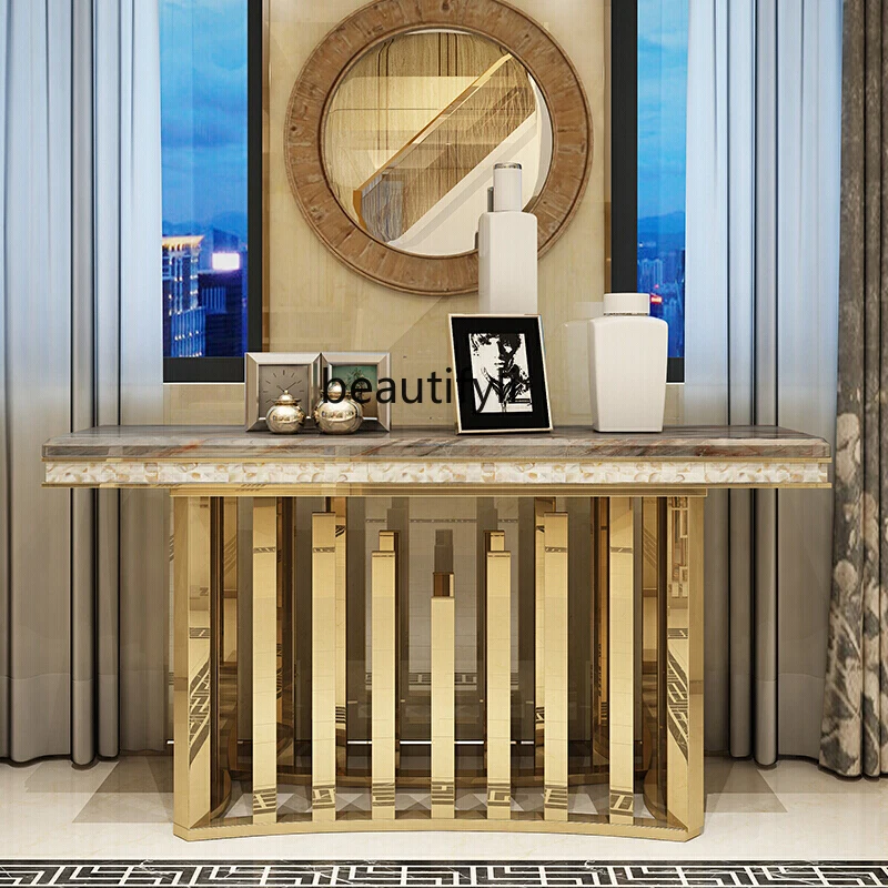 

Light luxury entrance table Marble entrance table Against the wall Corridor entrance cabinet Creative end view table