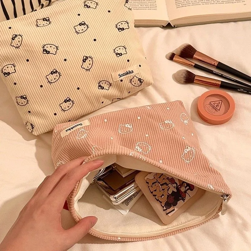 حقيبة مستحضرات التجميل النسائية من سانريو، حقيبة مستحضرات التجميل المحمولة، حقيبة مكياج سروال قصير ذات سعة كبيرة، حقيبة أدوات الزينة، حقيبة مكياج للسفر