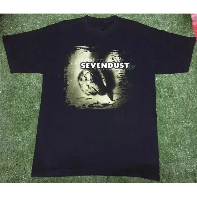 Vtg Sevendust Band Music Tour Camiseta de algodón negra de tamaño completo Webp