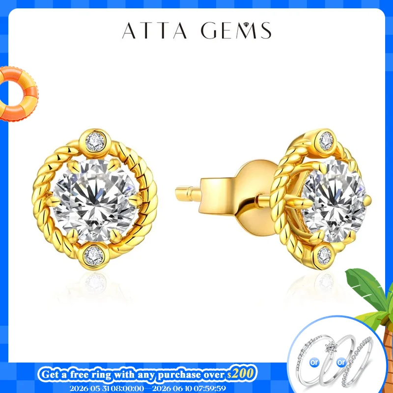 ATTAGEMS Fashion D Color Moissanite Earrings Real 925 Sterling Silver Passed the Diamond Tester Earrings for Women for Gilft New