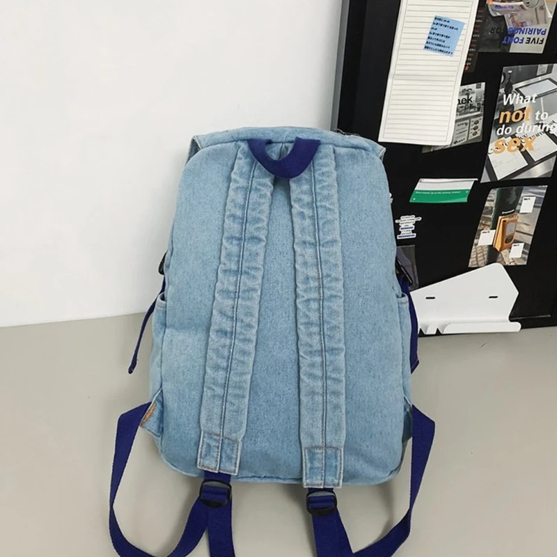 Tas Sekolah Ransel Laptop Trendy Jean Daypack Untuk Tas Buku Pelajar Fashion