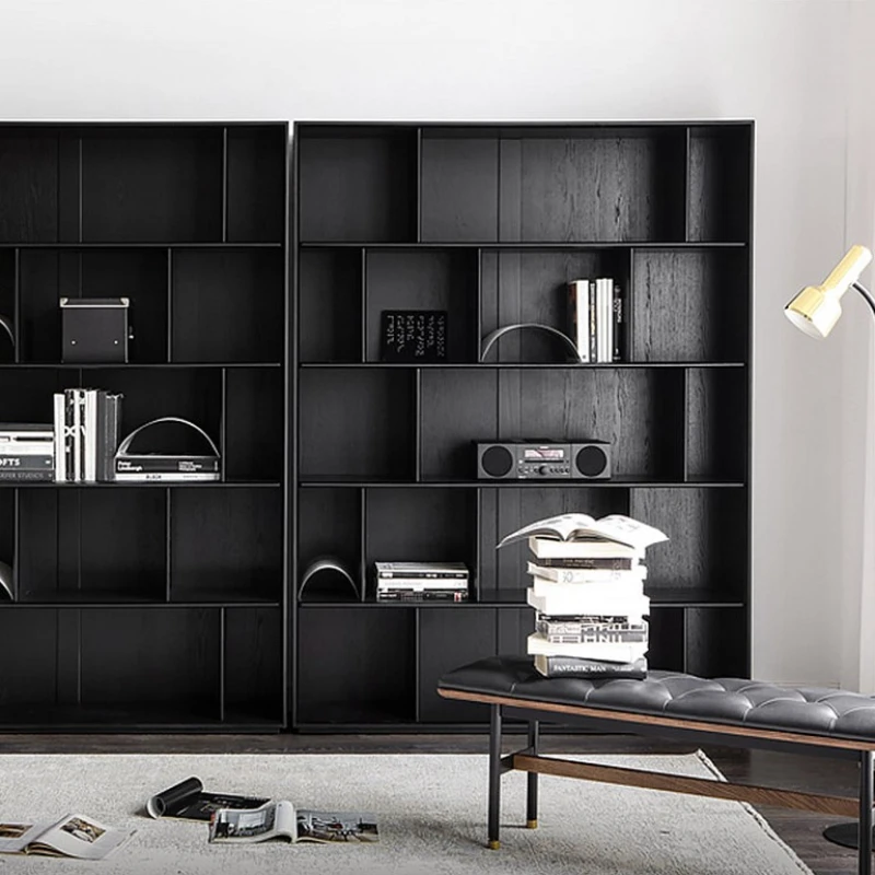 

Minimalist Bookcase Bookshelf Modern Simple Black Oak Bookcase Combination Bookcase Showcase Open Bookshelf