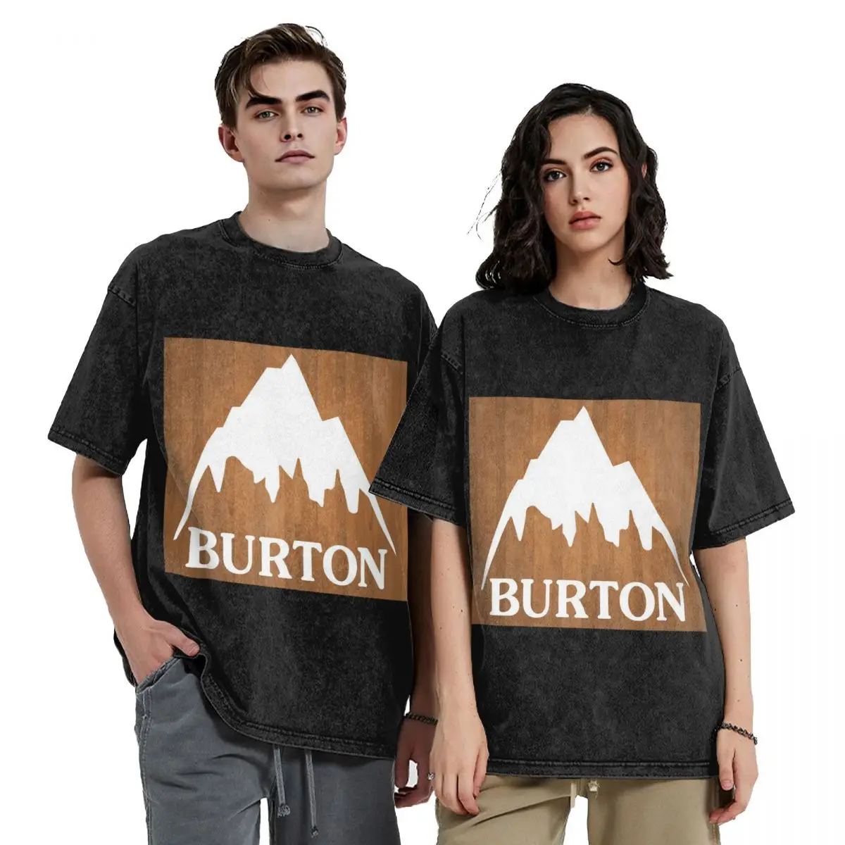Burton Snowboard Sportive Hip Hop Short Sleeve T-Shirts Washed Tops Tees Streetwear T Shirt Oversized for Men woman