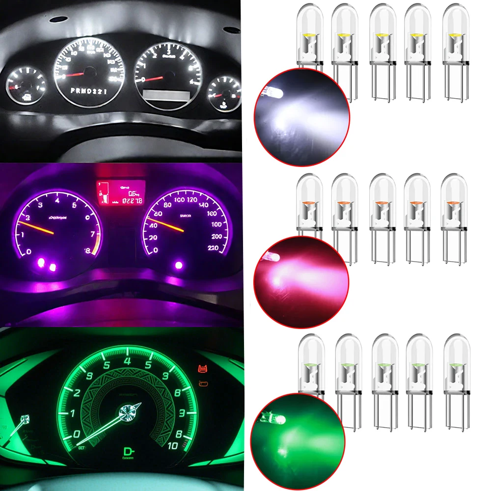 

10pcs Car Instrument Panel Warning Decoration Lamps Dashboard T5 LED W3W W1.2W 74 286 Wedge Indicator Lights Auto Accessories