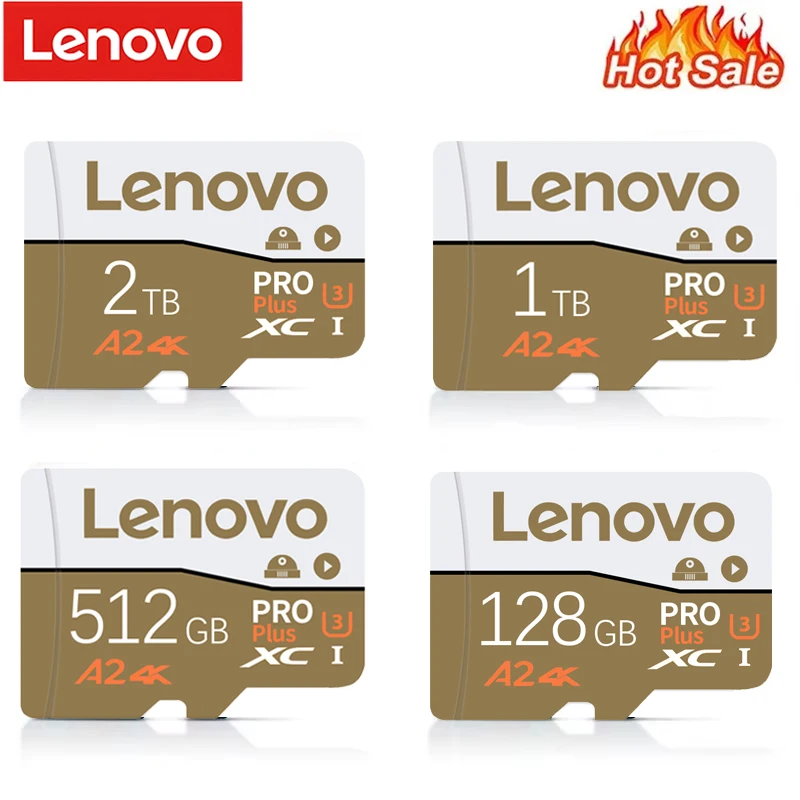 Lenovo-tarjeta de memoria Flash SD/TF de 2TB, tarjeta Micro TF SD de 1TB, 512GB, 256GB, Mini tarjeta SD de hasta 100 MB/s, tarjeta de memoria de 128GB para teléfono y Dron