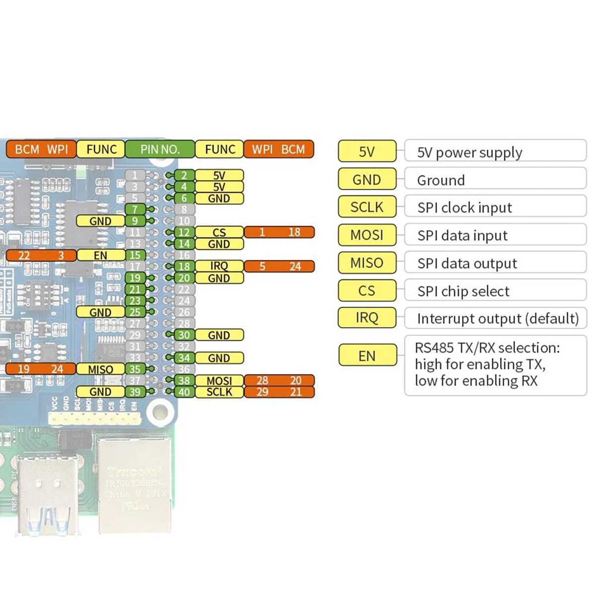 Cappello di espansione RS485 RS232 isolato Waveshare per Raspberry Pi 4B/3B +/3B/2B, controllo SPI, circuiti di protezione a bordo